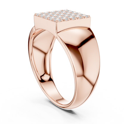 0.45ct Men's Pavé Diamond Square Signet Ring in Yellow Gold