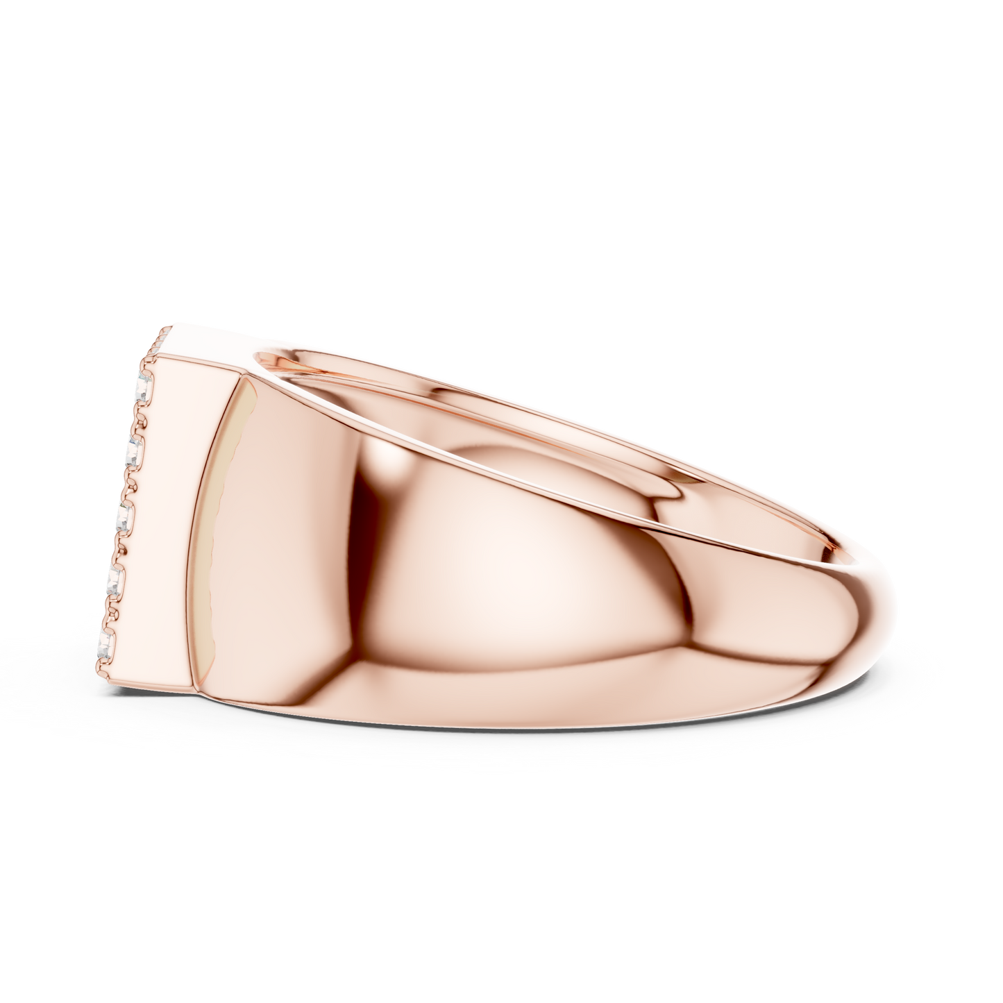 0.45ct Men's Pavé Diamond Square Signet Ring in Yellow Gold