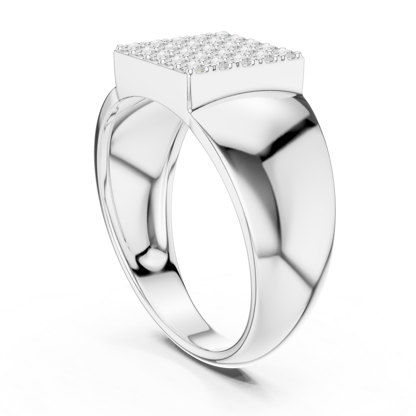 0.45ct Men's Pavé Diamond Square Signet Ring in Yellow Gold