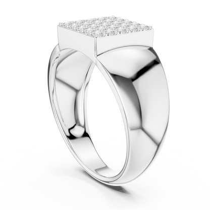 0.45ct Men's Pavé Diamond Square Signet Ring in Yellow Gold