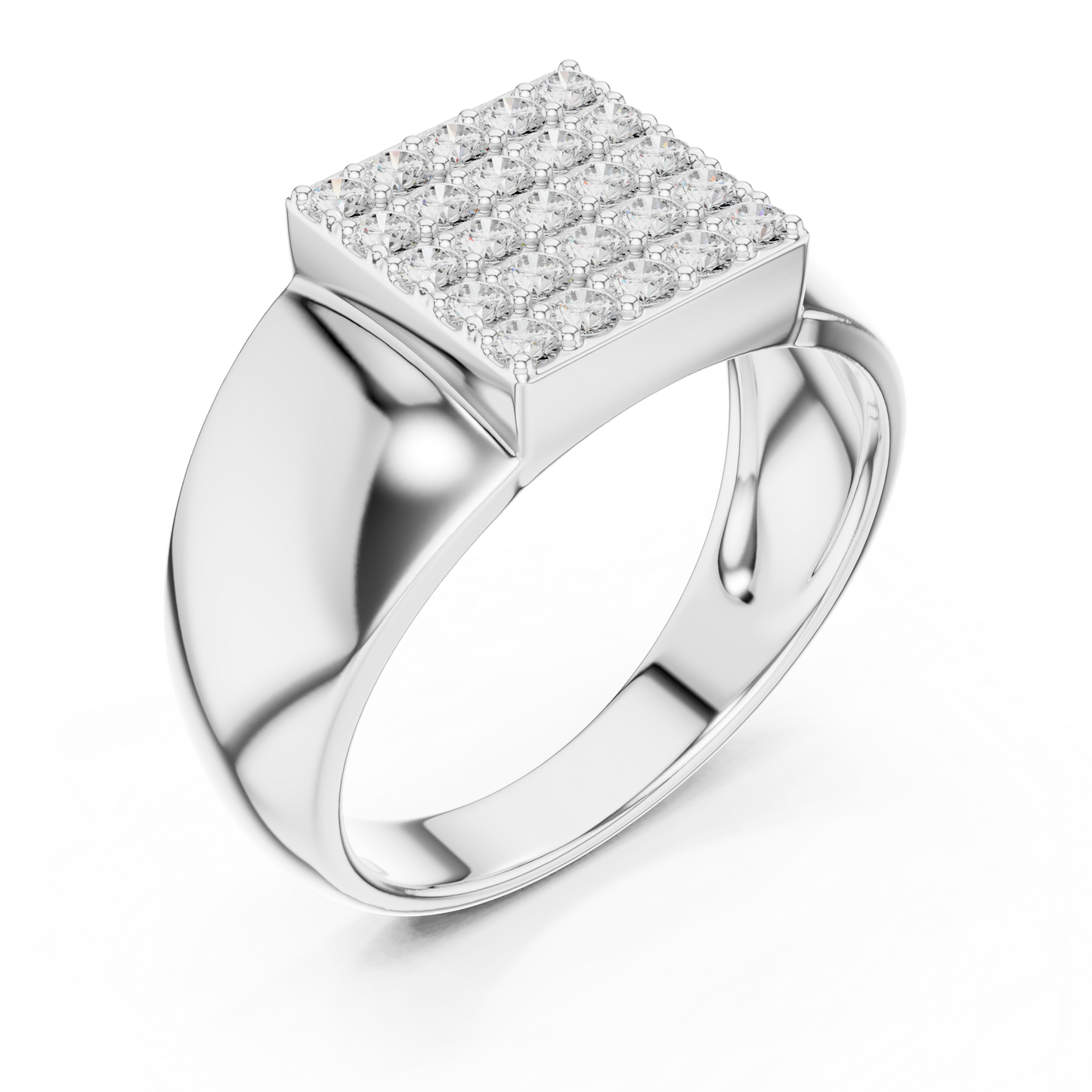 0.45ct Men's Pavé Diamond Square Signet Ring in Yellow Gold
