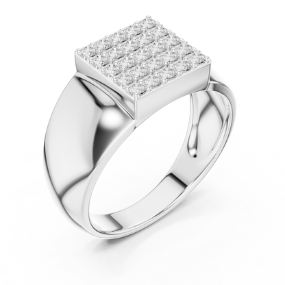 0.45ct Men's Pavé Diamond Square Signet Ring in Yellow Gold