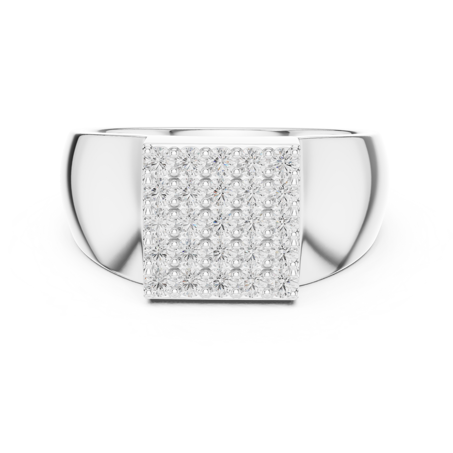0.45ct Men's Pavé Diamond Square Signet Ring in Yellow Gold