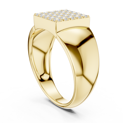 0.45ct Men's Pavé Diamond Square Signet Ring in Yellow Gold