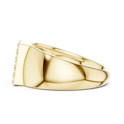 0.45ct Men's Pavé Diamond Square Signet Ring in Yellow Gold