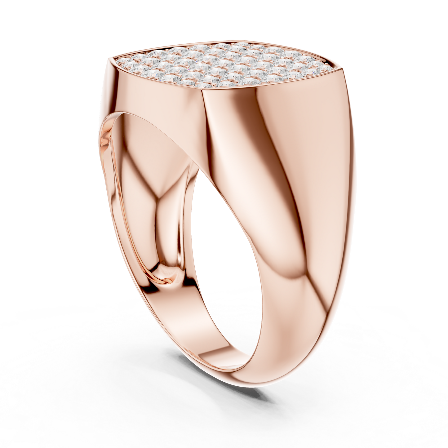 Yellow Gold Cushion Shape Round Diamond Signet Ring 0.70CTW