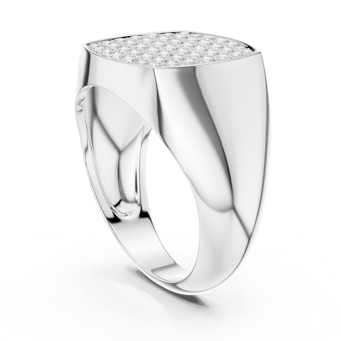 Yellow Gold Cushion Shape Round Diamond Signet Ring 0.70CTW