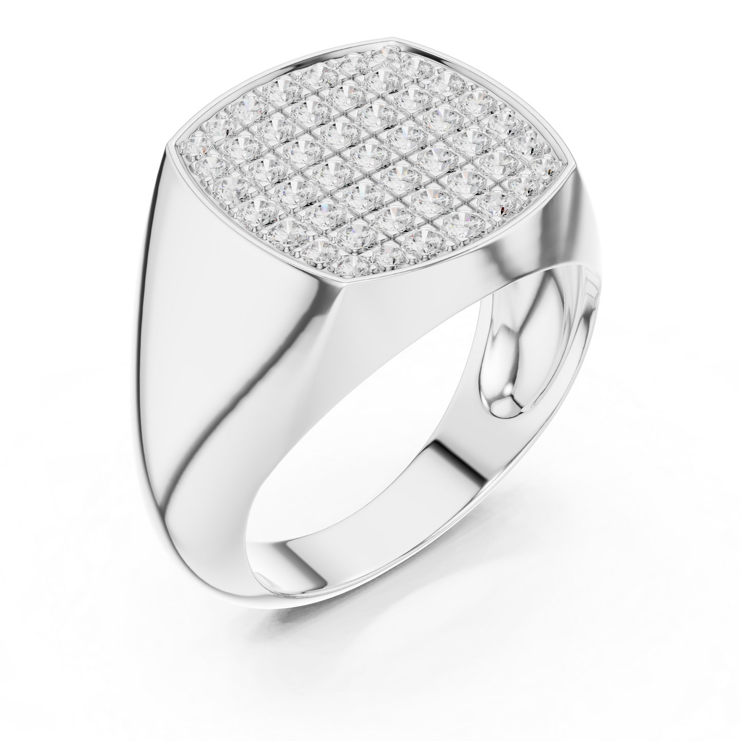 Yellow Gold Cushion Shape Round Diamond Signet Ring 0.70CTW