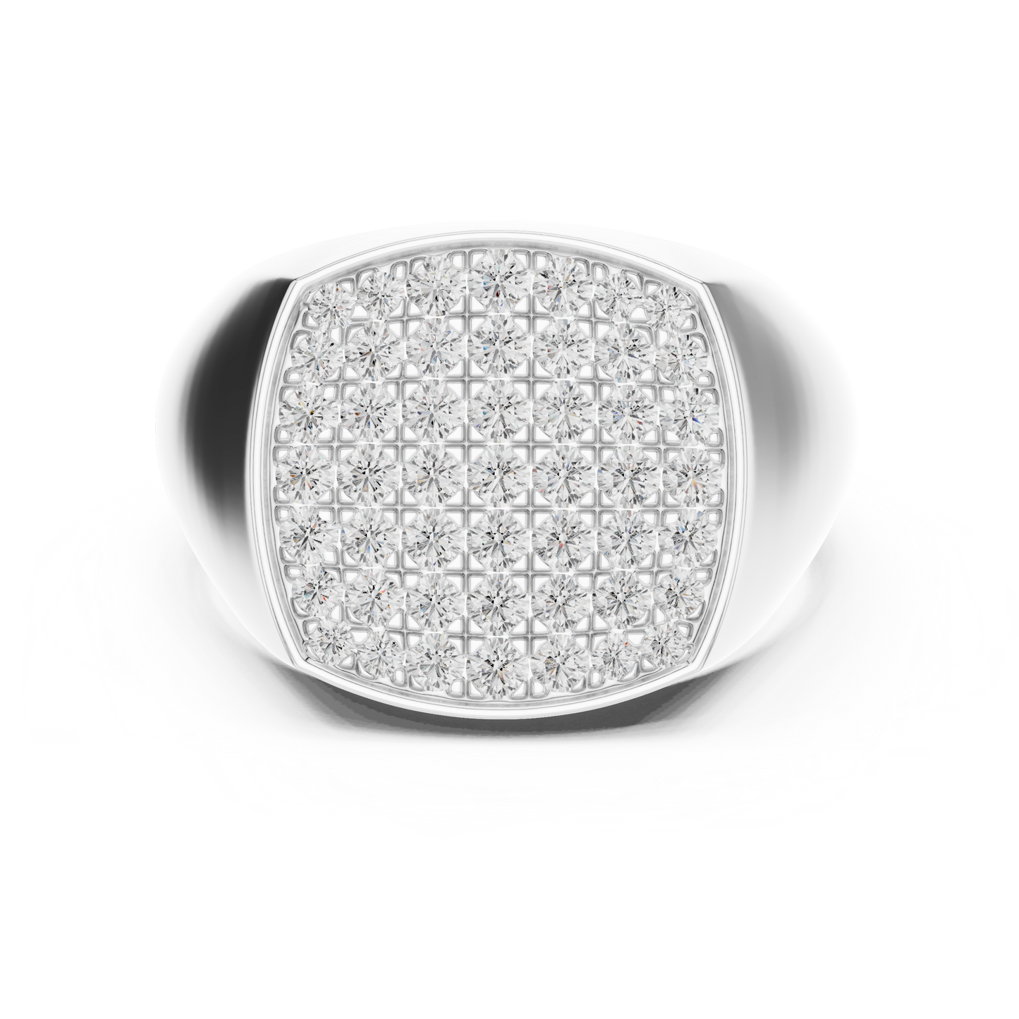 Yellow Gold Cushion Shape Round Diamond Signet Ring 0.70CTW