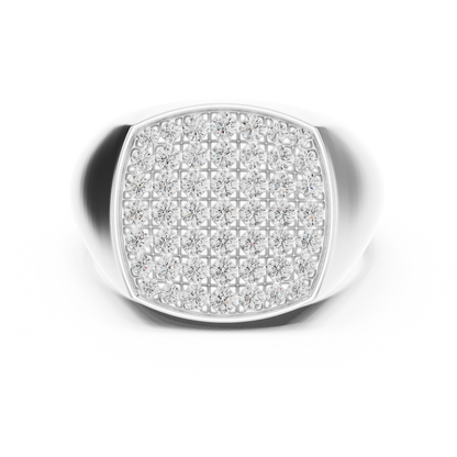 Yellow Gold Cushion Shape Round Diamond Signet Ring 0.70CTW