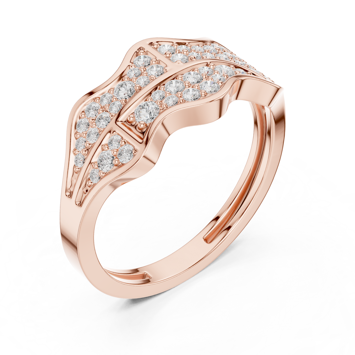 0.43ct Round Diamond Wave Cluster Ring in Yellow Gold