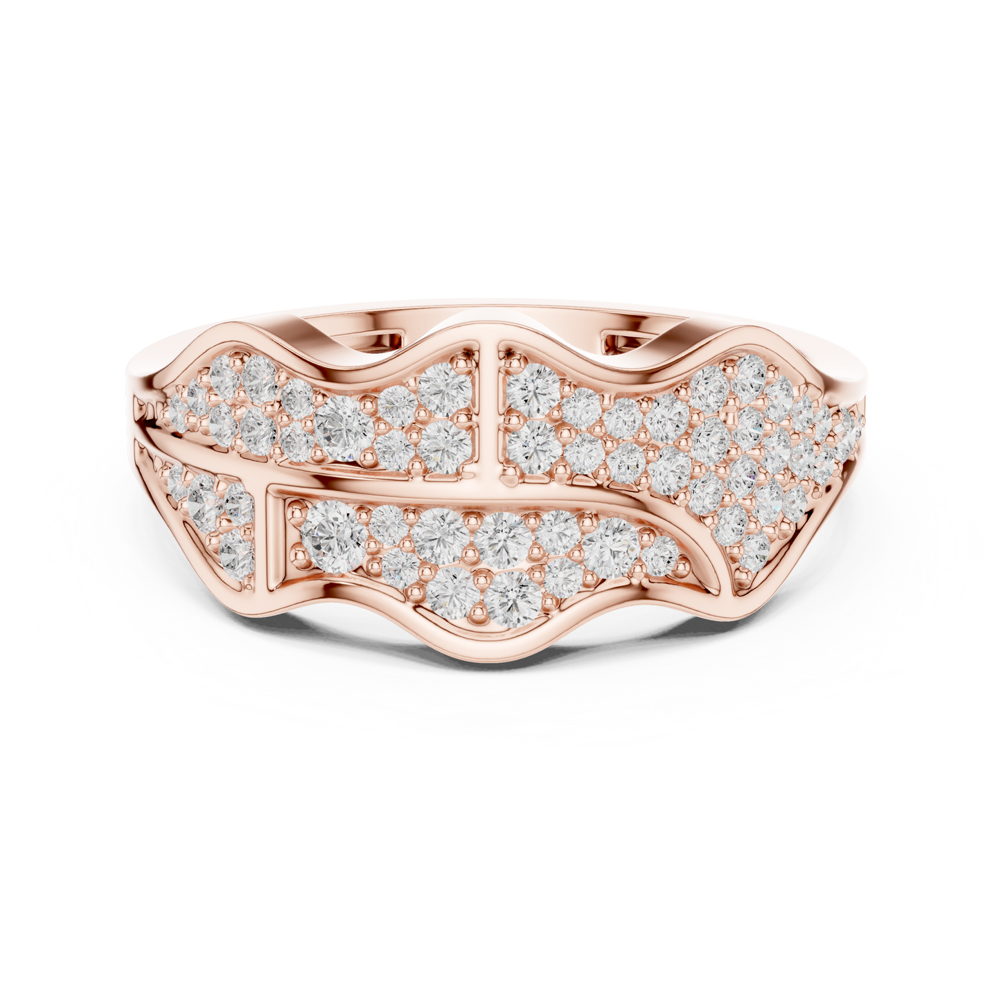 0.43ct Round Diamond Wave Cluster Ring in Yellow Gold