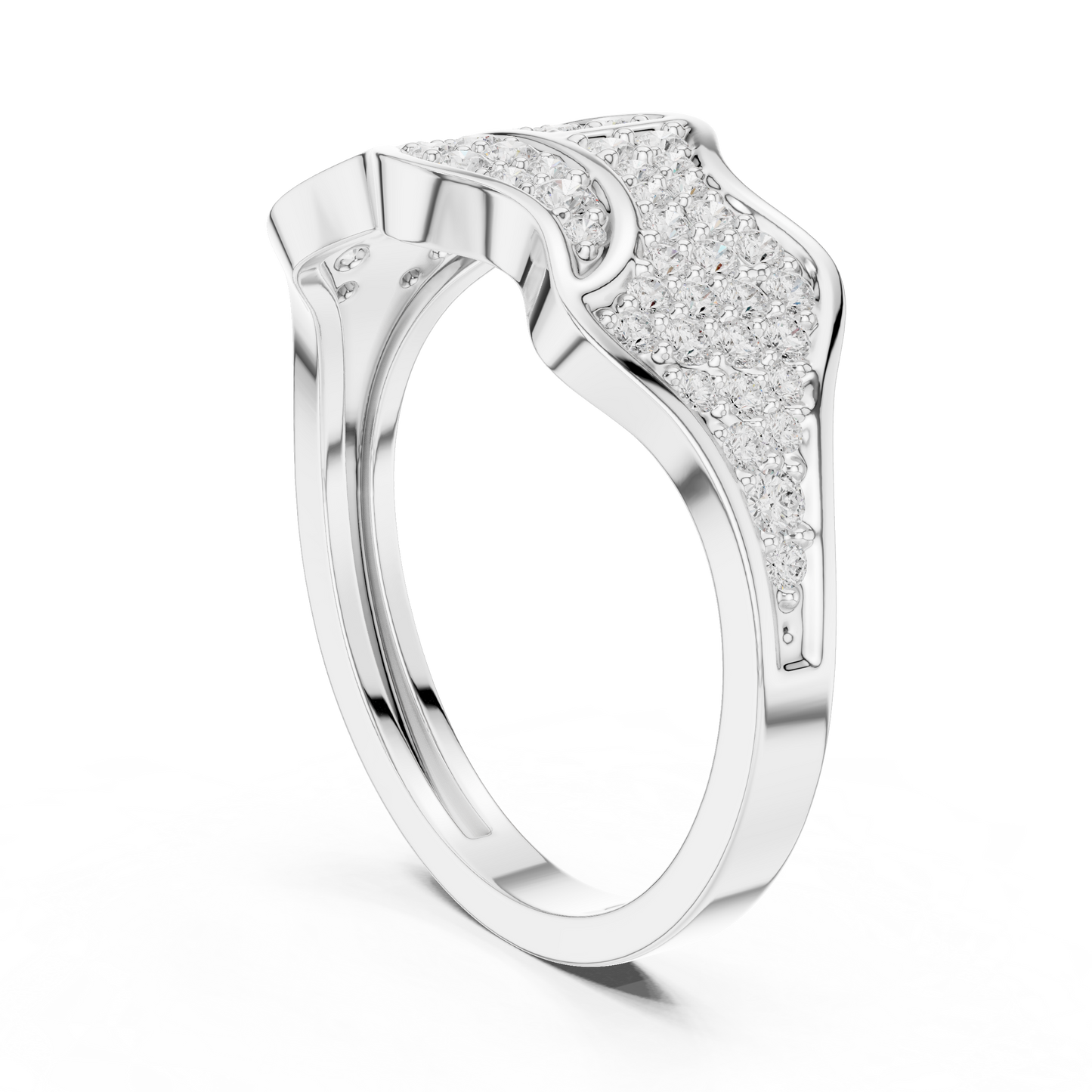 0.43ct Round Diamond Wave Cluster Ring in Yellow Gold