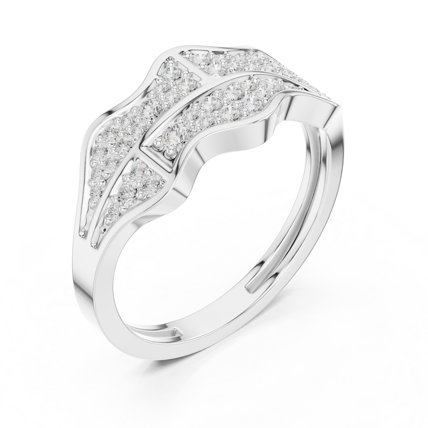 0.43ct Round Diamond Wave Cluster Ring in Yellow Gold