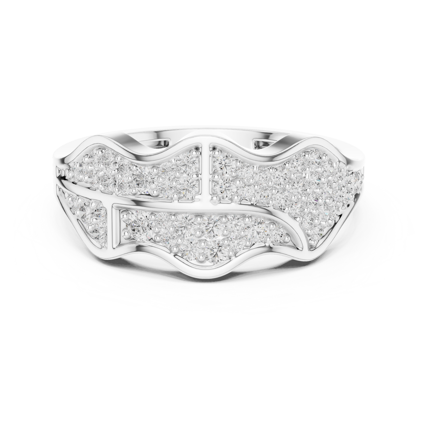 0.43ct Round Diamond Wave Cluster Ring in Yellow Gold