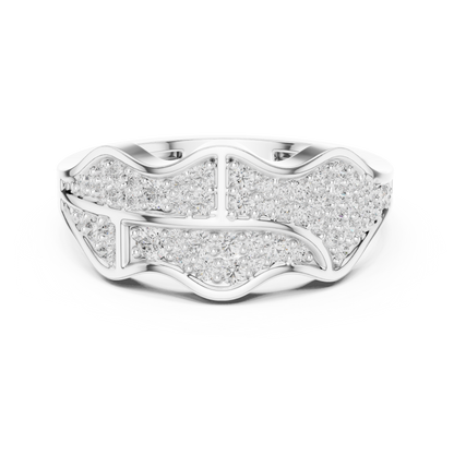 0.43ct Round Diamond Wave Cluster Ring in Yellow Gold
