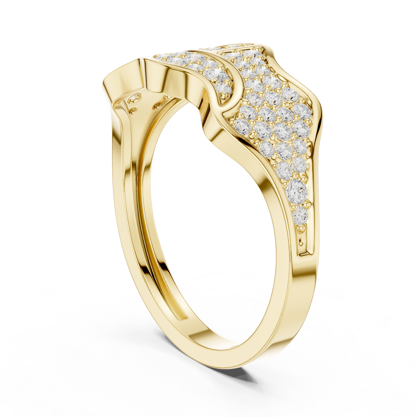 0.43ct Round Diamond Wave Cluster Ring in Yellow Gold