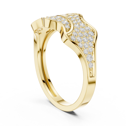 0.43ct Round Diamond Wave Cluster Ring in Yellow Gold