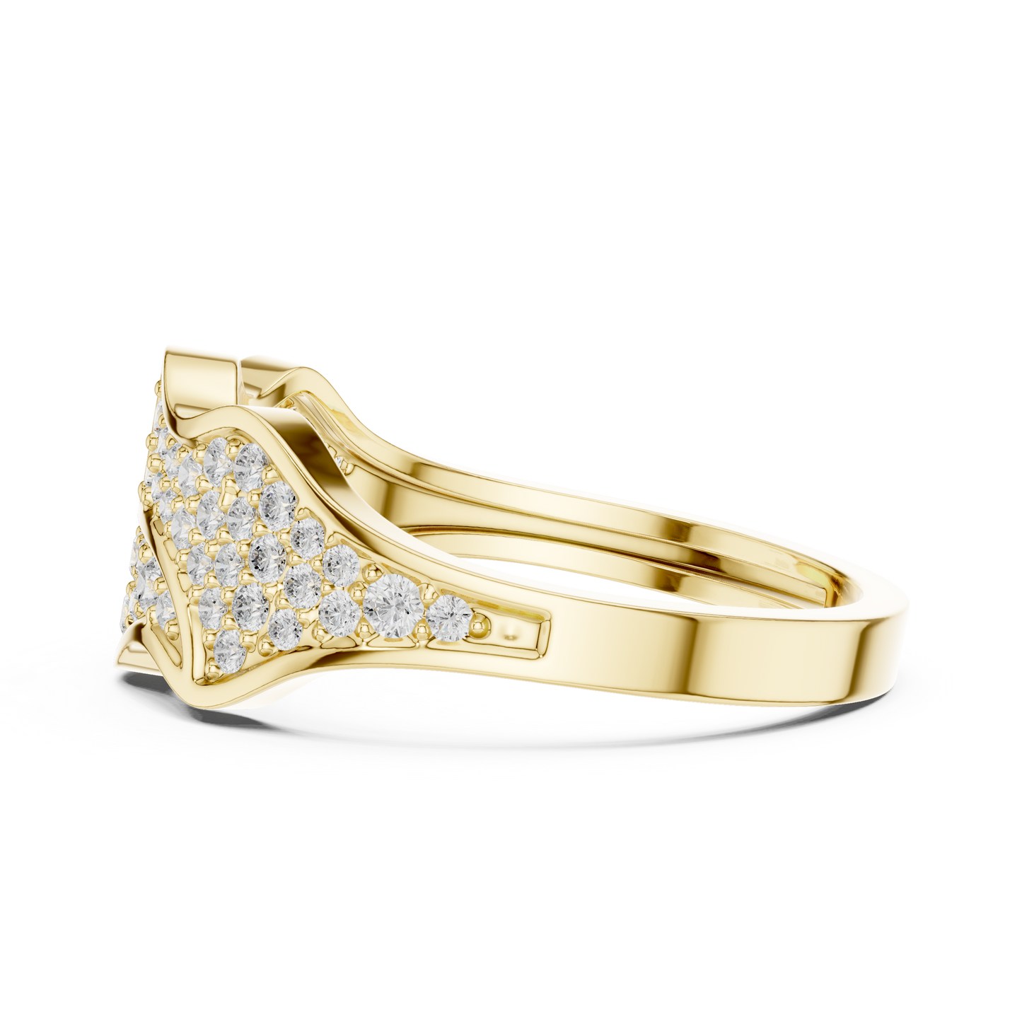 0.43ct Round Diamond Wave Cluster Ring in Yellow Gold