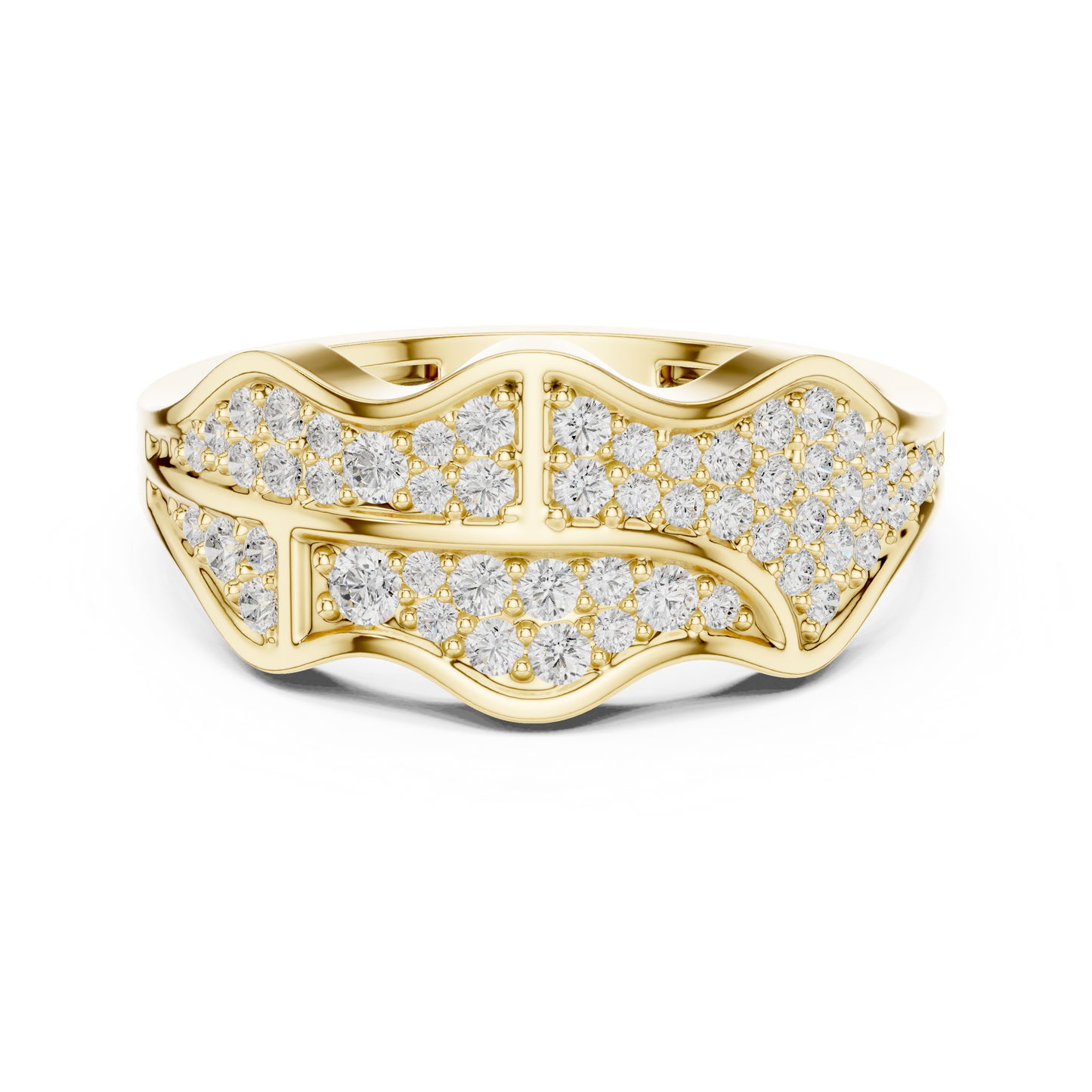 0.43ct Round Diamond Wave Cluster Ring in Yellow Gold