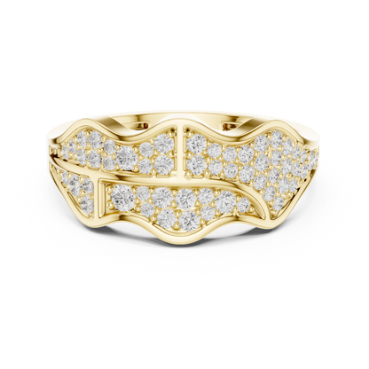 0.43ct Round Diamond Wave Cluster Ring in Yellow Gold