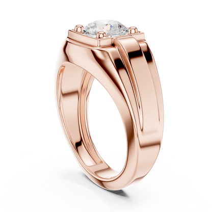 1.1ct Round Solitaire Diamond Men's Ring in Yellow Gold