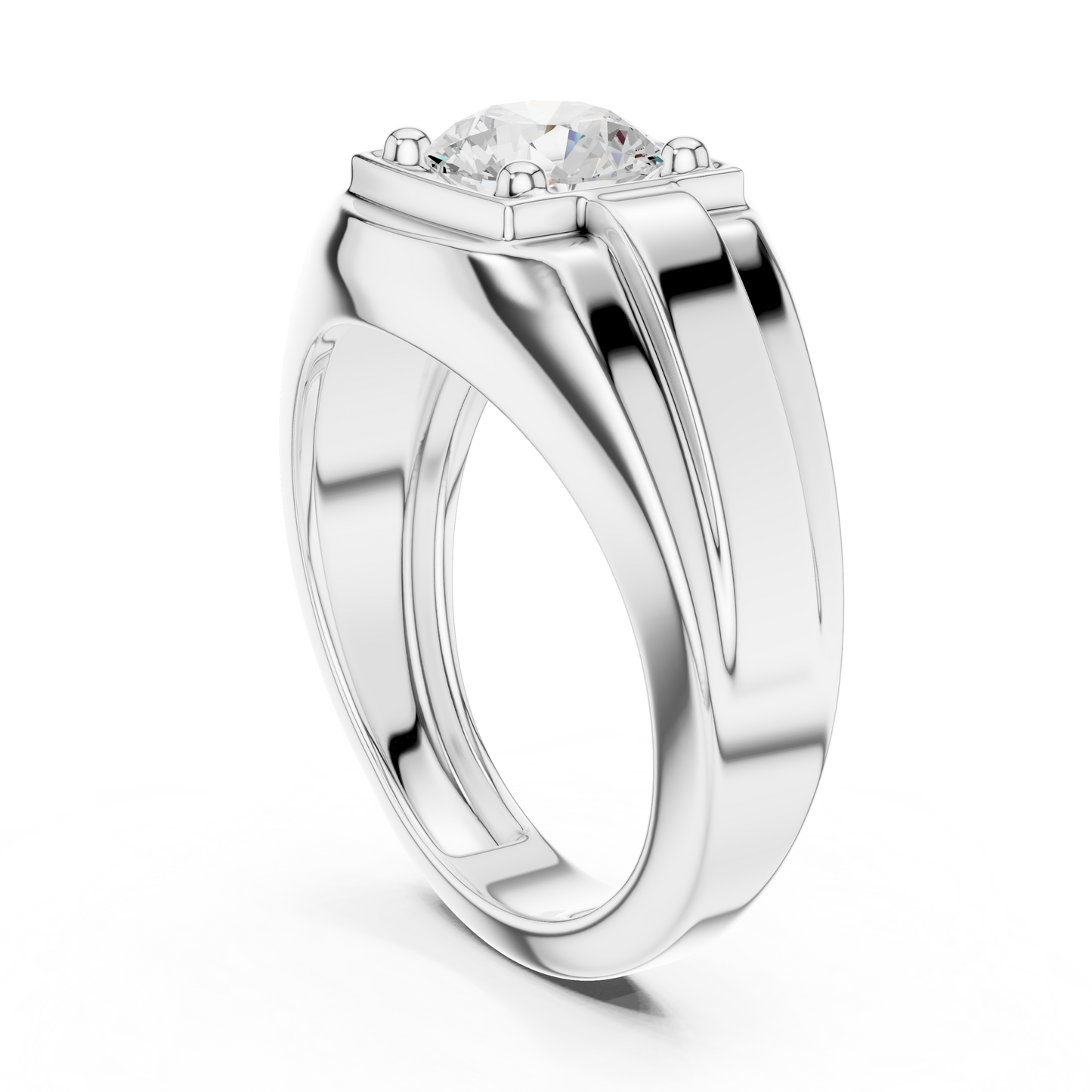 1.1ct Round Solitaire Diamond Men's Ring in Yellow Gold