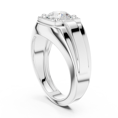 1.1ct Round Solitaire Diamond Men's Ring in Yellow Gold
