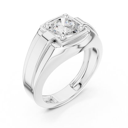 1.1ct Round Solitaire Diamond Men's Ring in Yellow Gold