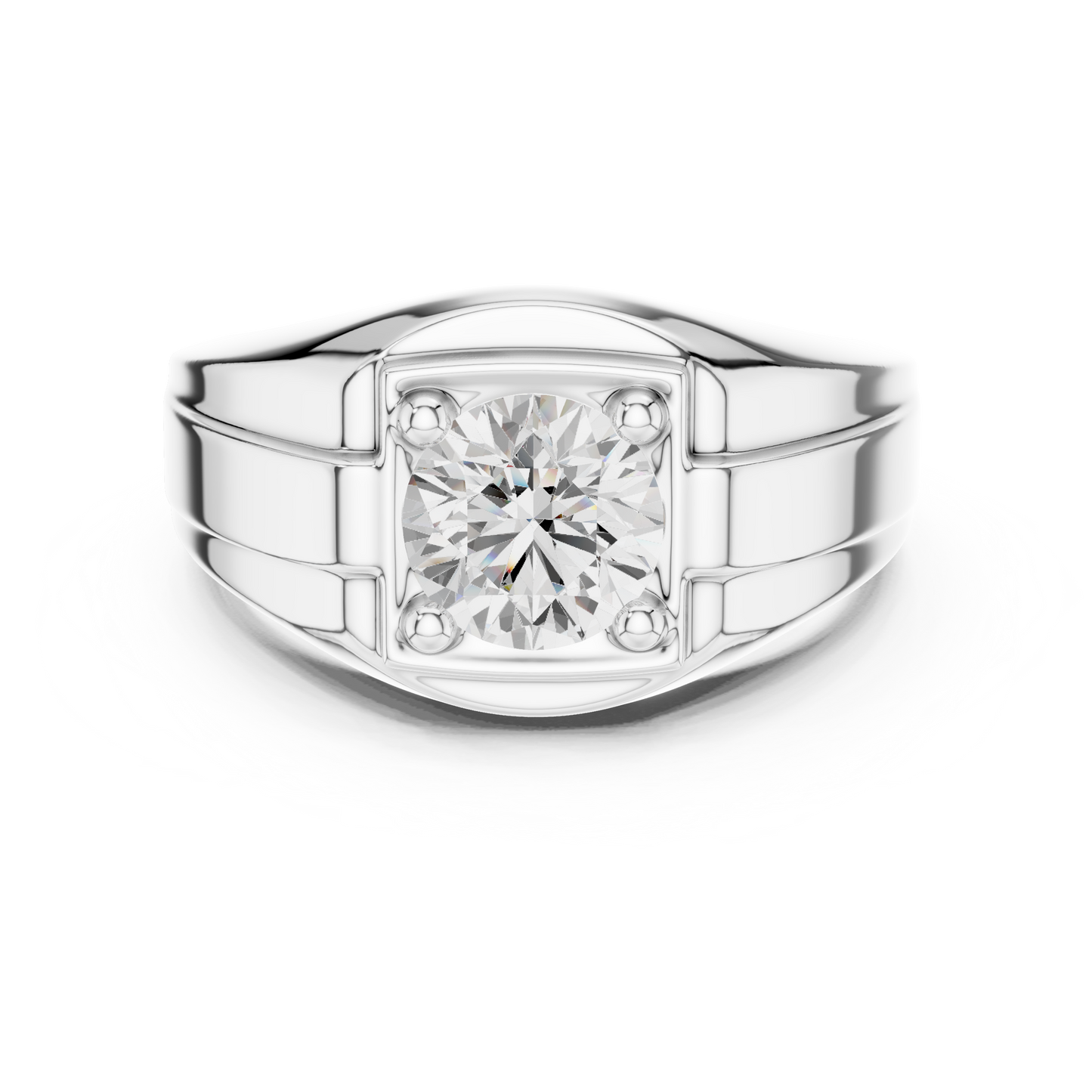 1.1ct Round Solitaire Diamond Men's Ring in Yellow Gold