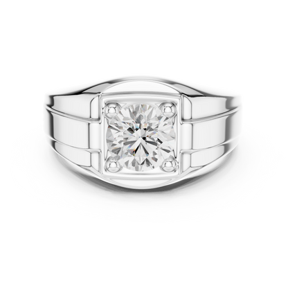 1.1ct Round Solitaire Diamond Men's Ring in Yellow Gold