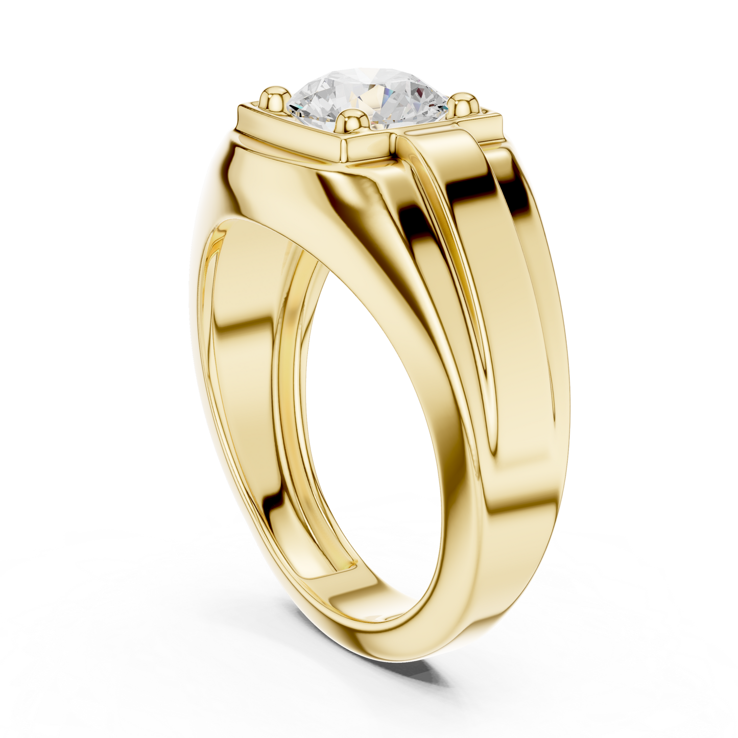 1.1ct Round Solitaire Diamond Men's Ring in Yellow Gold