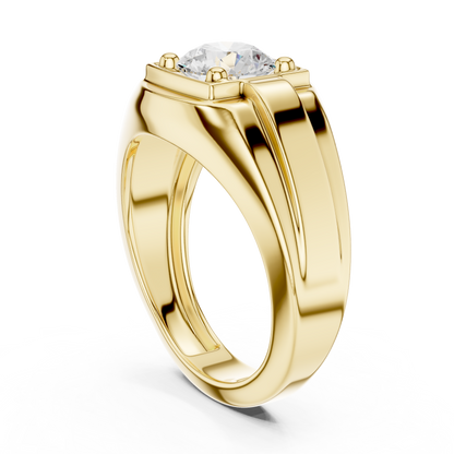 1.1ct Round Solitaire Diamond Men's Ring in Yellow Gold