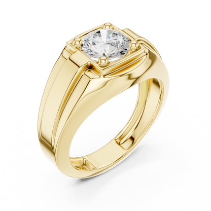 1.1ct Round Solitaire Diamond Men's Ring in Yellow Gold