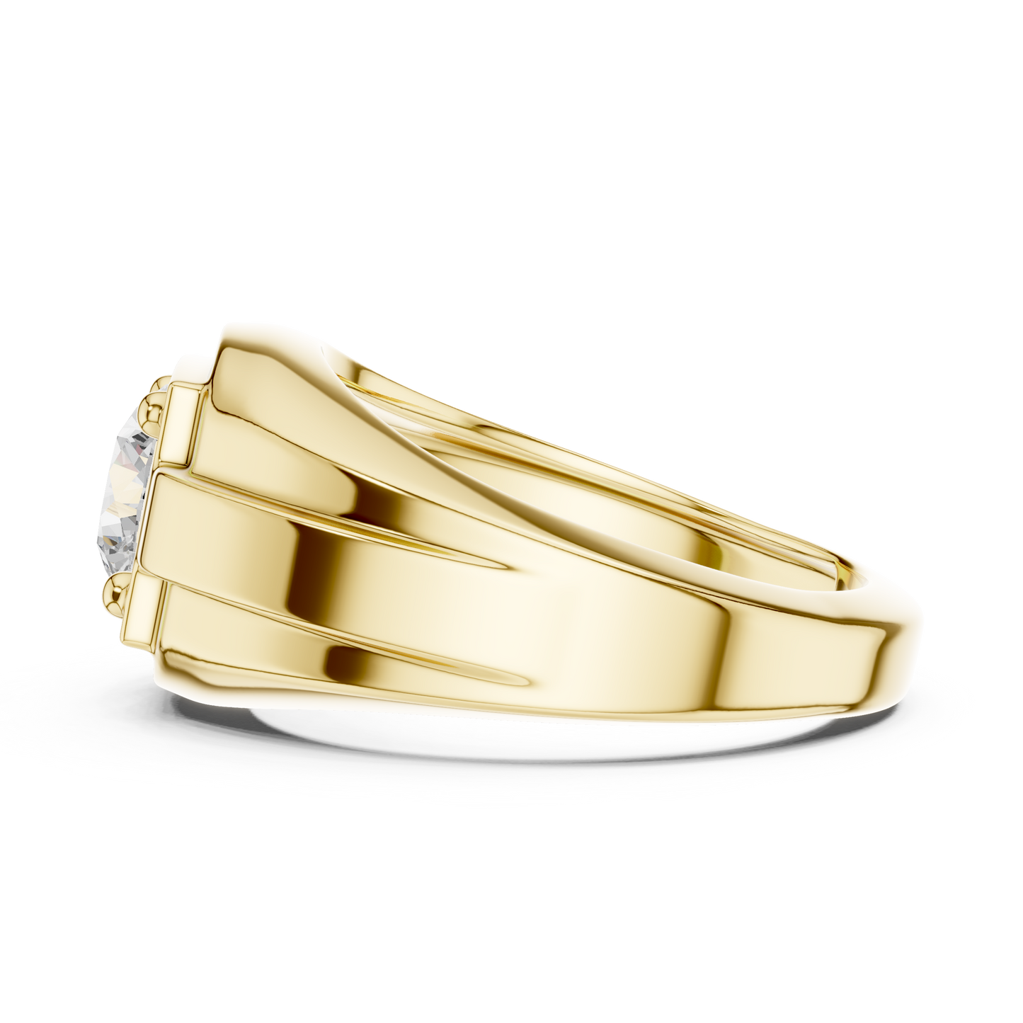 1.1ct Round Solitaire Diamond Men's Ring in Yellow Gold
