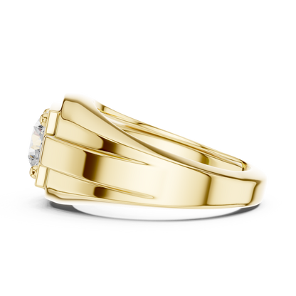 1.1ct Round Solitaire Diamond Men's Ring in Yellow Gold