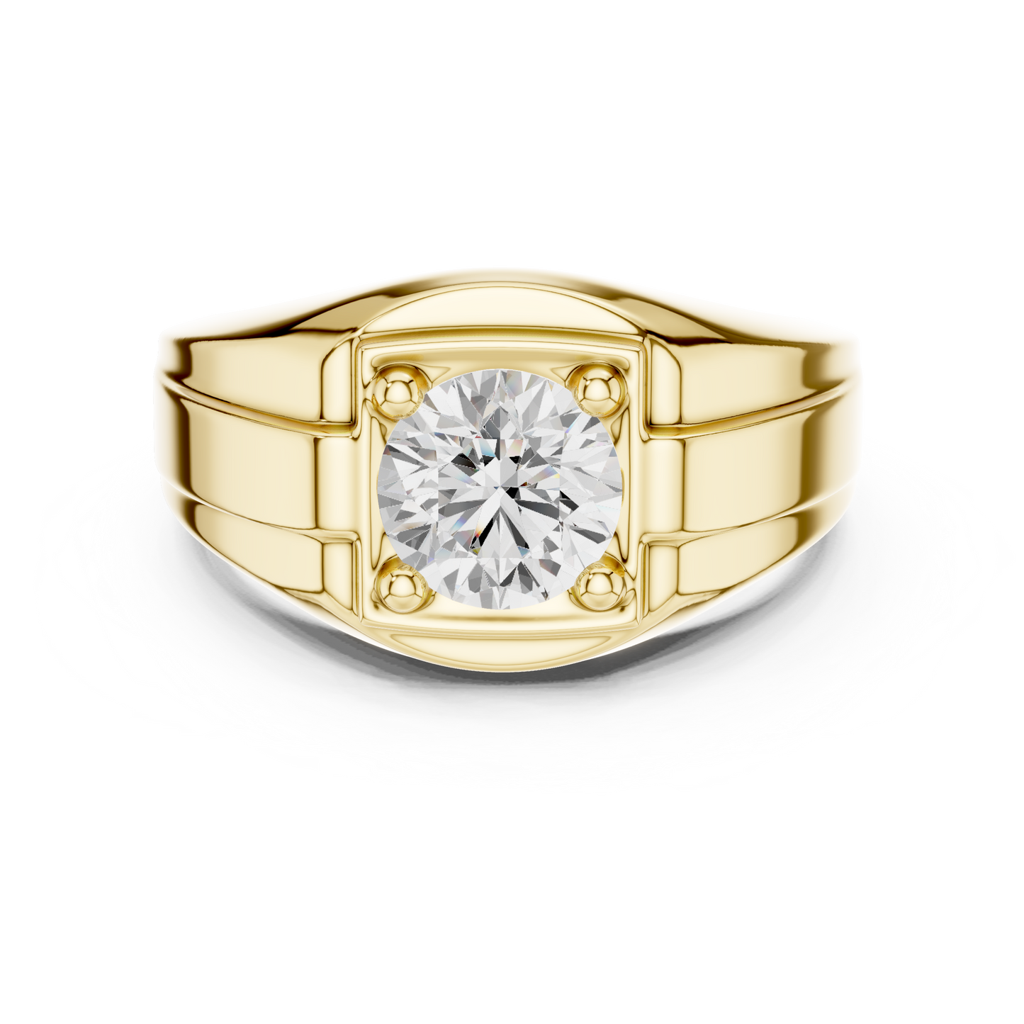1.1ct Round Solitaire Diamond Men's Ring in Yellow Gold