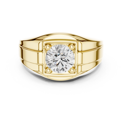 1.1ct Round Solitaire Diamond Men's Ring in Yellow Gold