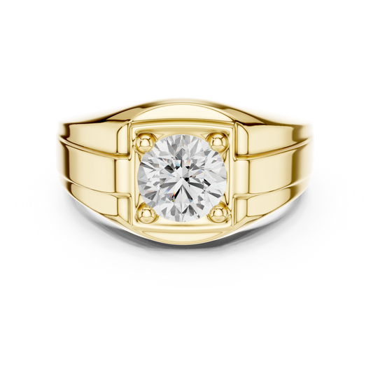 1.1ct Round Solitaire Diamond Men's Ring in Yellow Gold