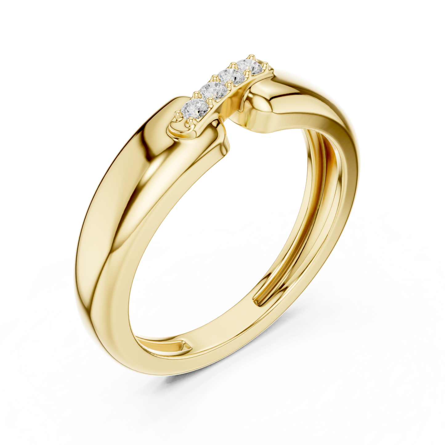 Yellow Gold Round Diamond Bezel Solitaire Ring 0.07CTW