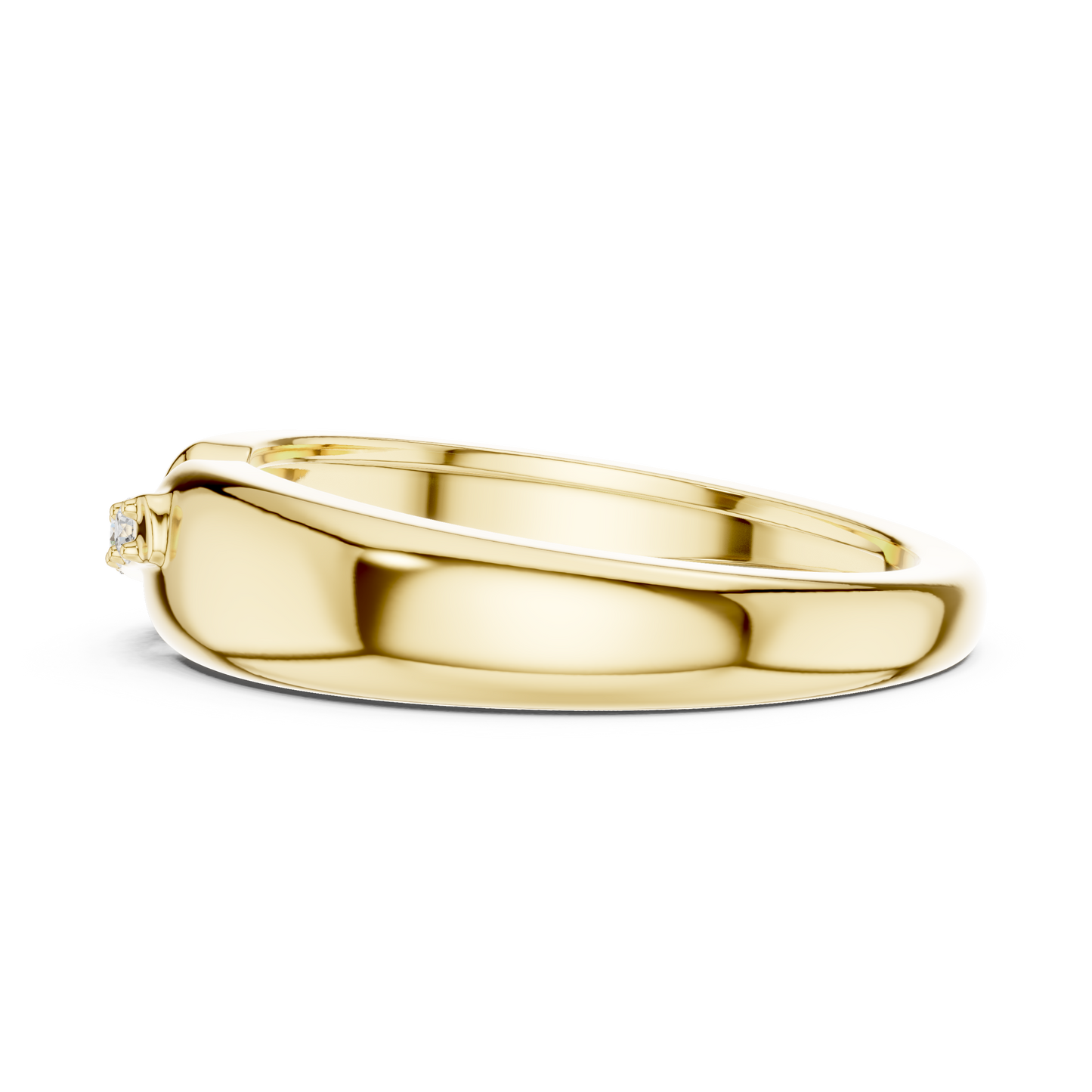 Yellow Gold Round Diamond Bezel Solitaire Ring 0.07CTW