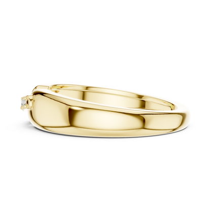 Yellow Gold Round Diamond Bezel Solitaire Ring 0.07CTW