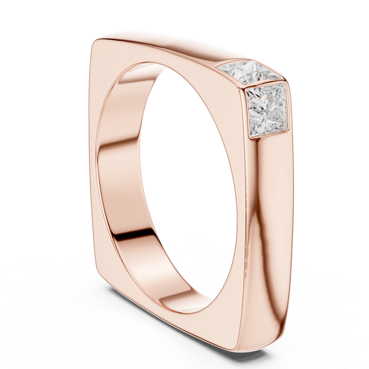 0.7ct Princess Cut Two-Stone Corner Diamond Ring in Yellow Gold