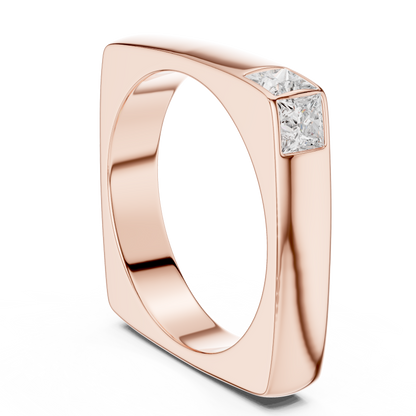 0.7ct Princess Cut Two-Stone Corner Diamond Ring in Yellow Gold