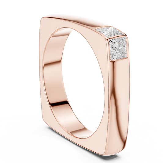 0.7ct Princess Cut Two-Stone Corner Diamond Ring in Yellow Gold