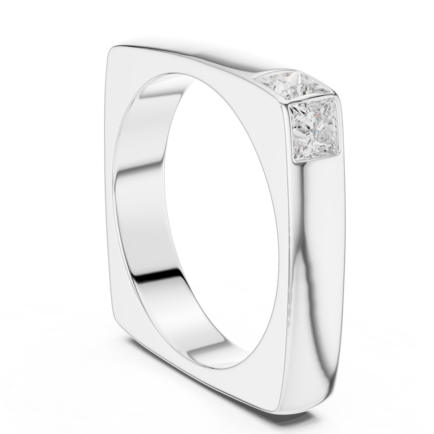 0.7ct Princess Cut Two-Stone Corner Diamond Ring in Yellow Gold