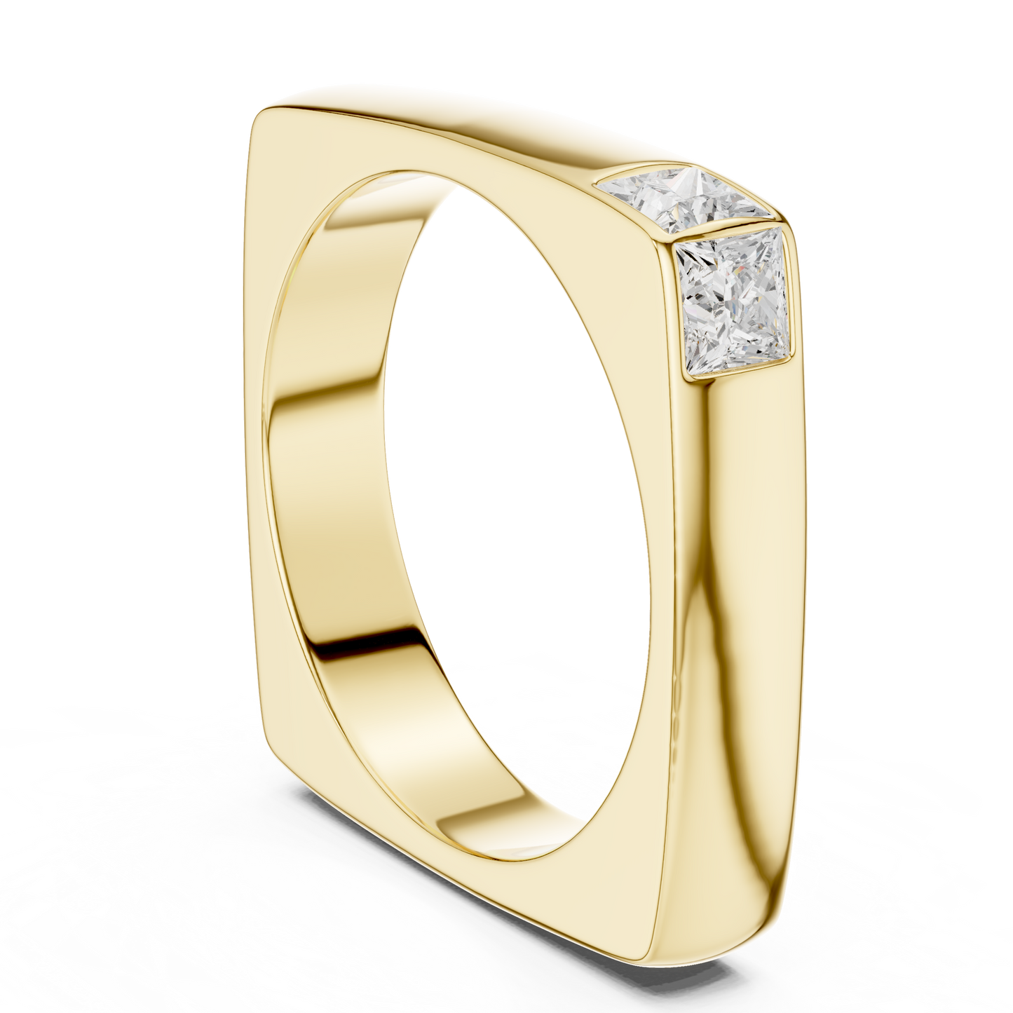 0.7ct Princess Cut Two-Stone Corner Diamond Ring in Yellow Gold