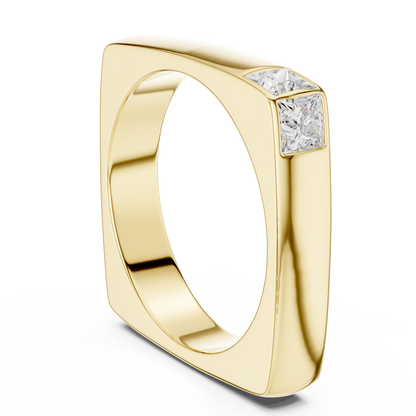 0.7ct Princess Cut Two-Stone Corner Diamond Ring in Yellow Gold