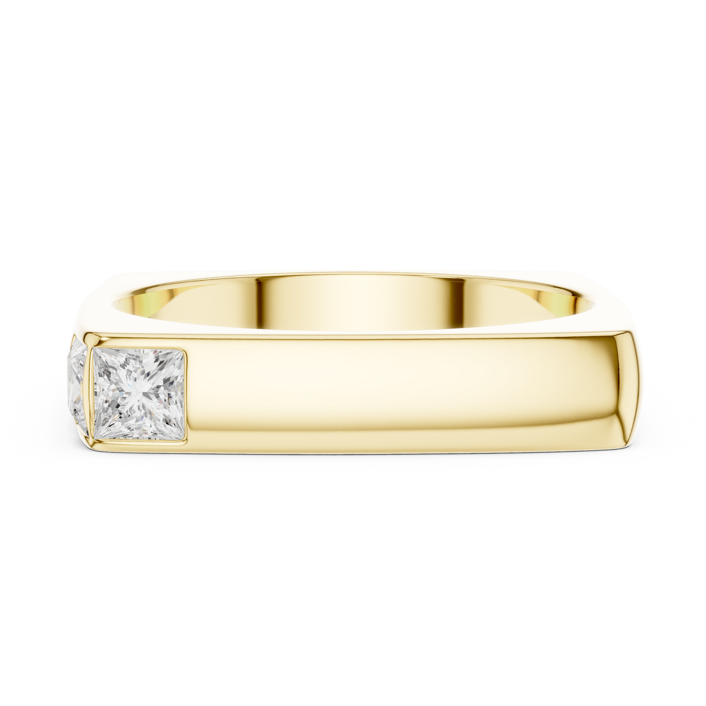 0.7ct Princess Cut Two-Stone Corner Diamond Ring in Yellow Gold
