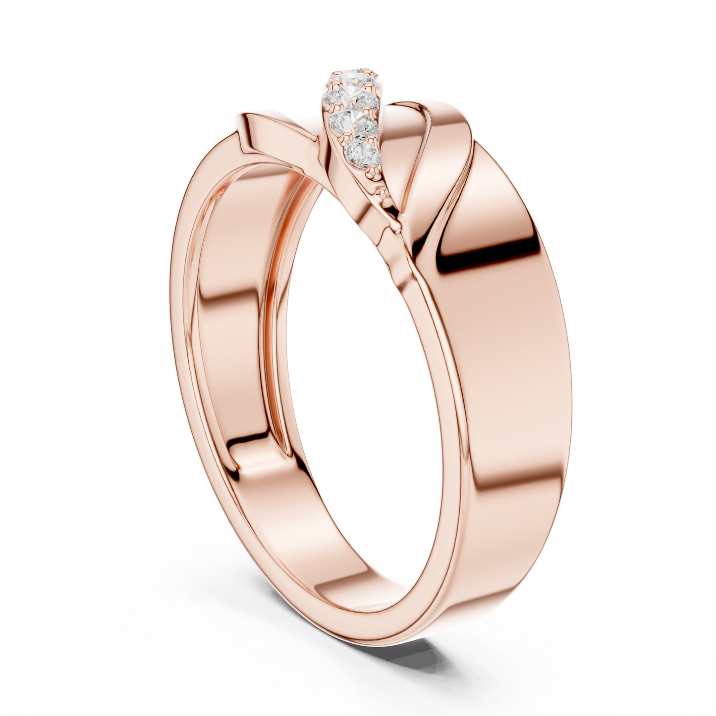 0.14ct Men's Sculptural Diagonal Wave Diamond Band in Yellow Gold
